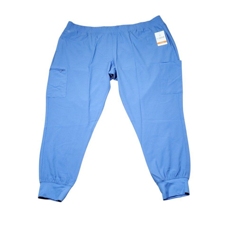 Med Couture Women's Energy Smocked Waist Cargo Jogger Scrub Pants Ceil Blue 3XL